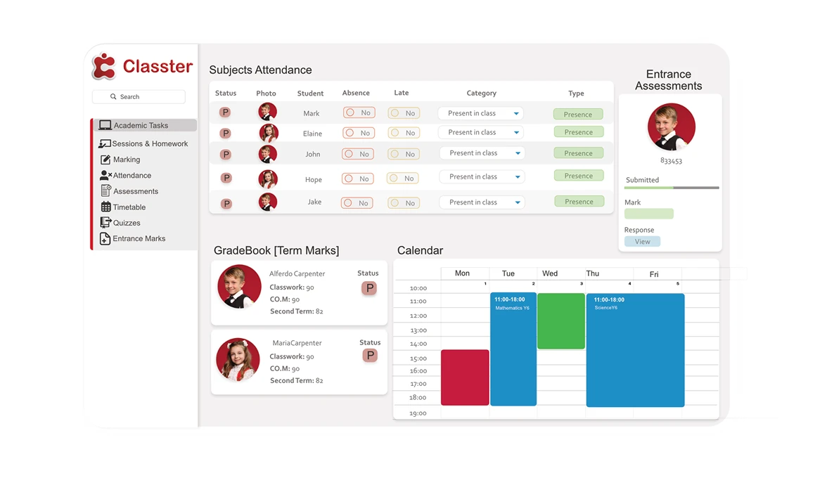 Classter Academics and LMS Module Mockup