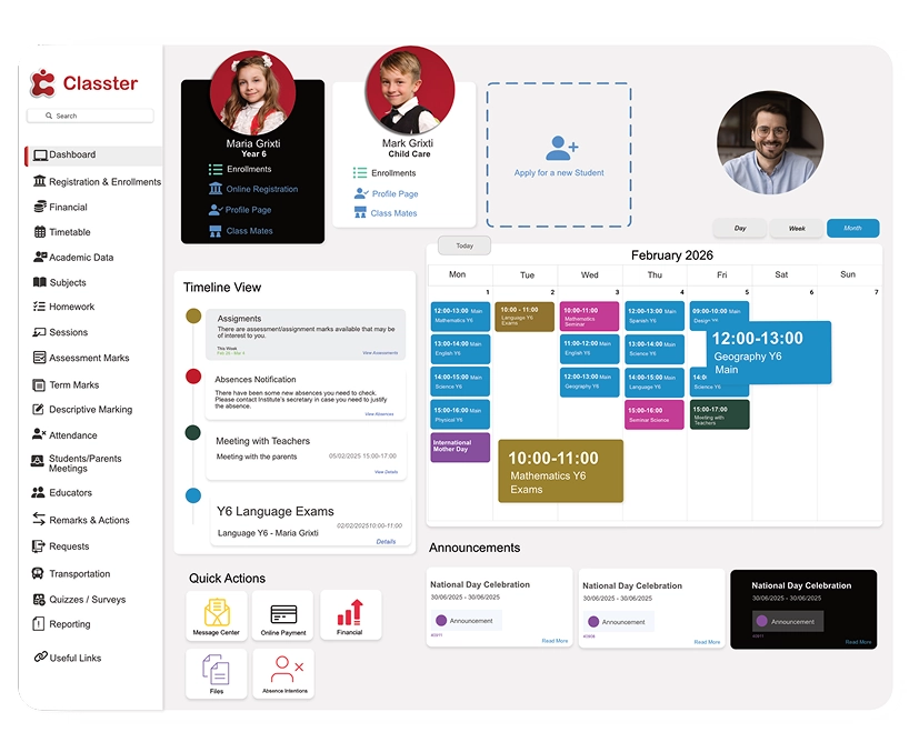 Parent Portal Mockup
